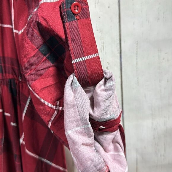 Torrid Red Plaid Button Front Shirt Dress Size 2X Casual Grunge Cozy Plus - Picture 9 of 15
